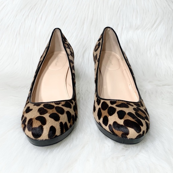 SOLD-Calvin Klein Leopard Print Calf Hair Black Pumps - Picture 5 of 14